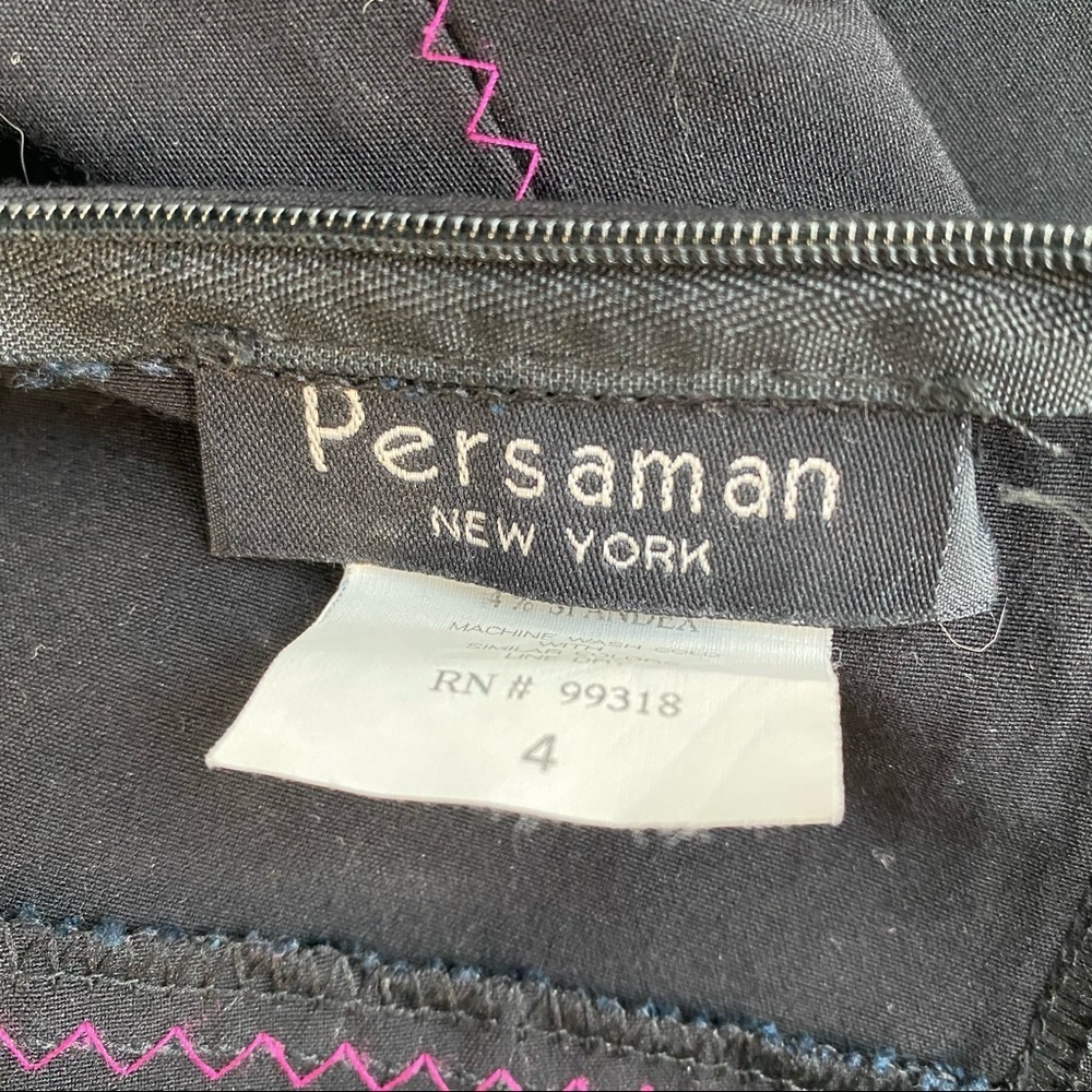 VTG Persaman NY Black A-Line Skirt Pink Stitch Velvet 4 - Picture 5 of 7